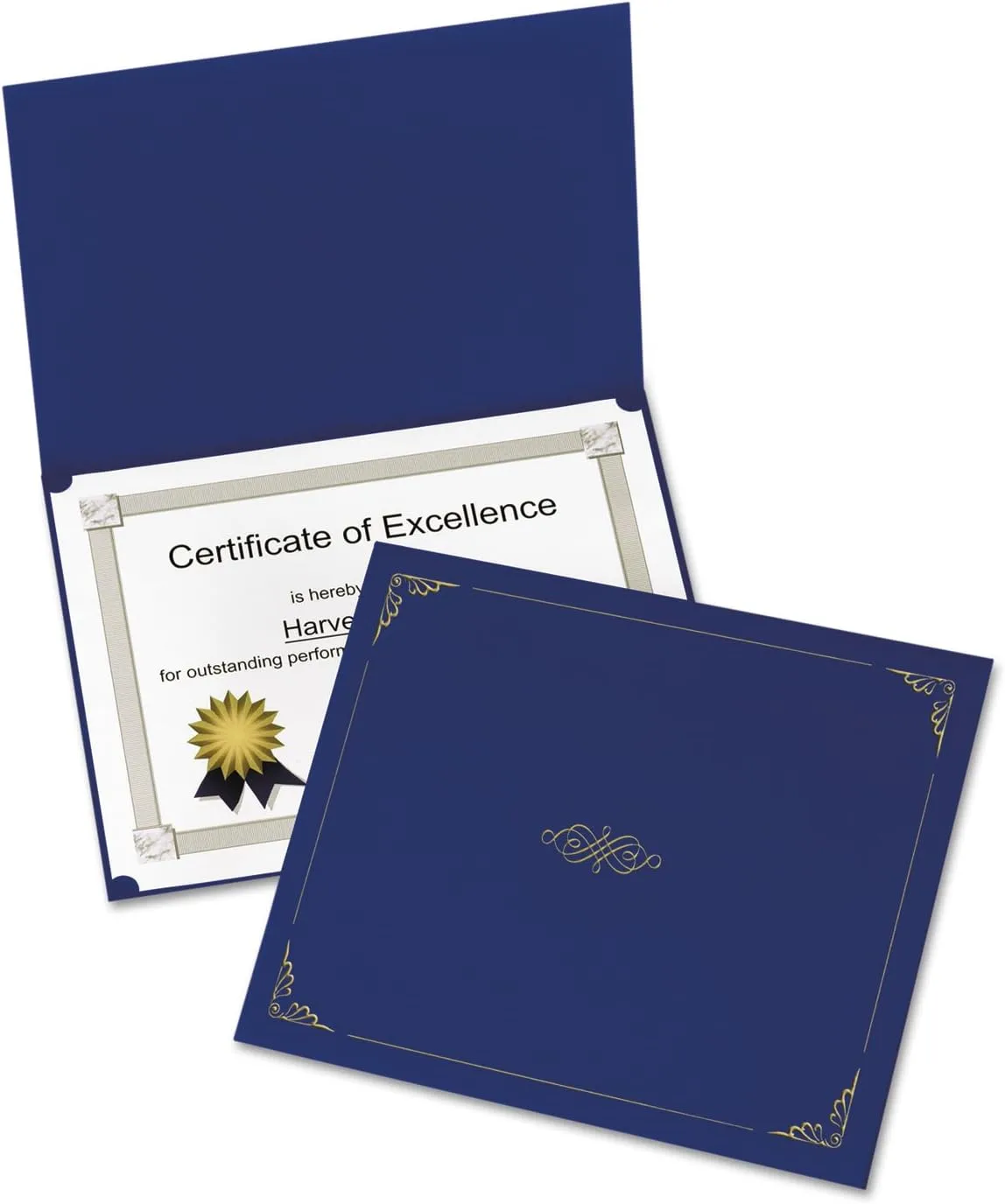 Oxford Linen-finish Certificate Holders - Letter - 8 1/2in x 11in Sheet Size - Linen - Dark Blue - 5 / Pack