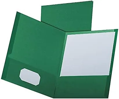 Oxford Linen Finish Two-Pocket Folders, Green, Letter Size, 25 per Box (53434) Hunter Green