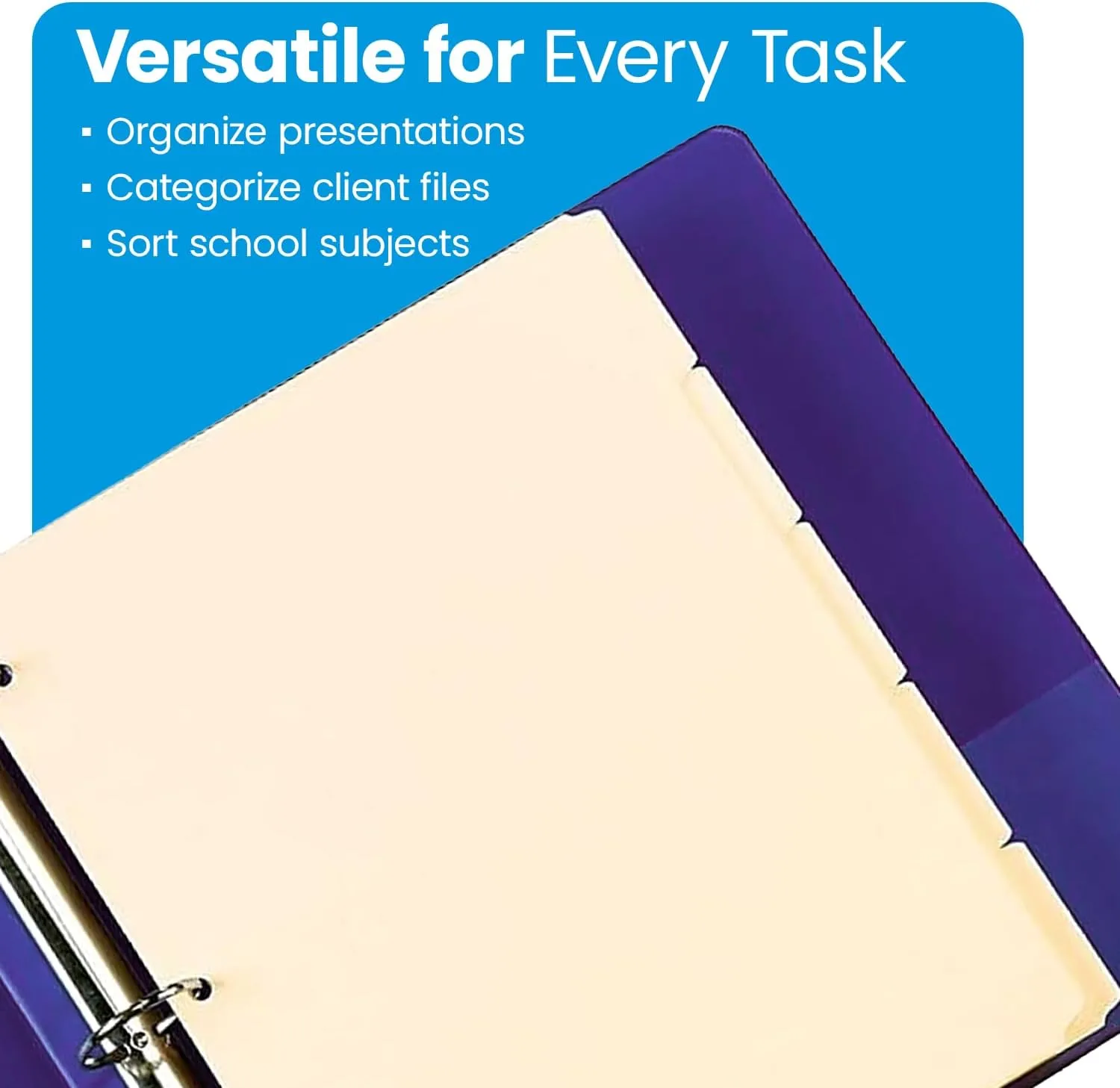 Oxford Manila Index Dividers - Durable 3 Ring Binder Dividers with 5 Tabs 1/5 Cut - Made from 10% Recycled Fiber - Ideal for Organizing Office, School, and Home Documents - Letter Size - 250 Count