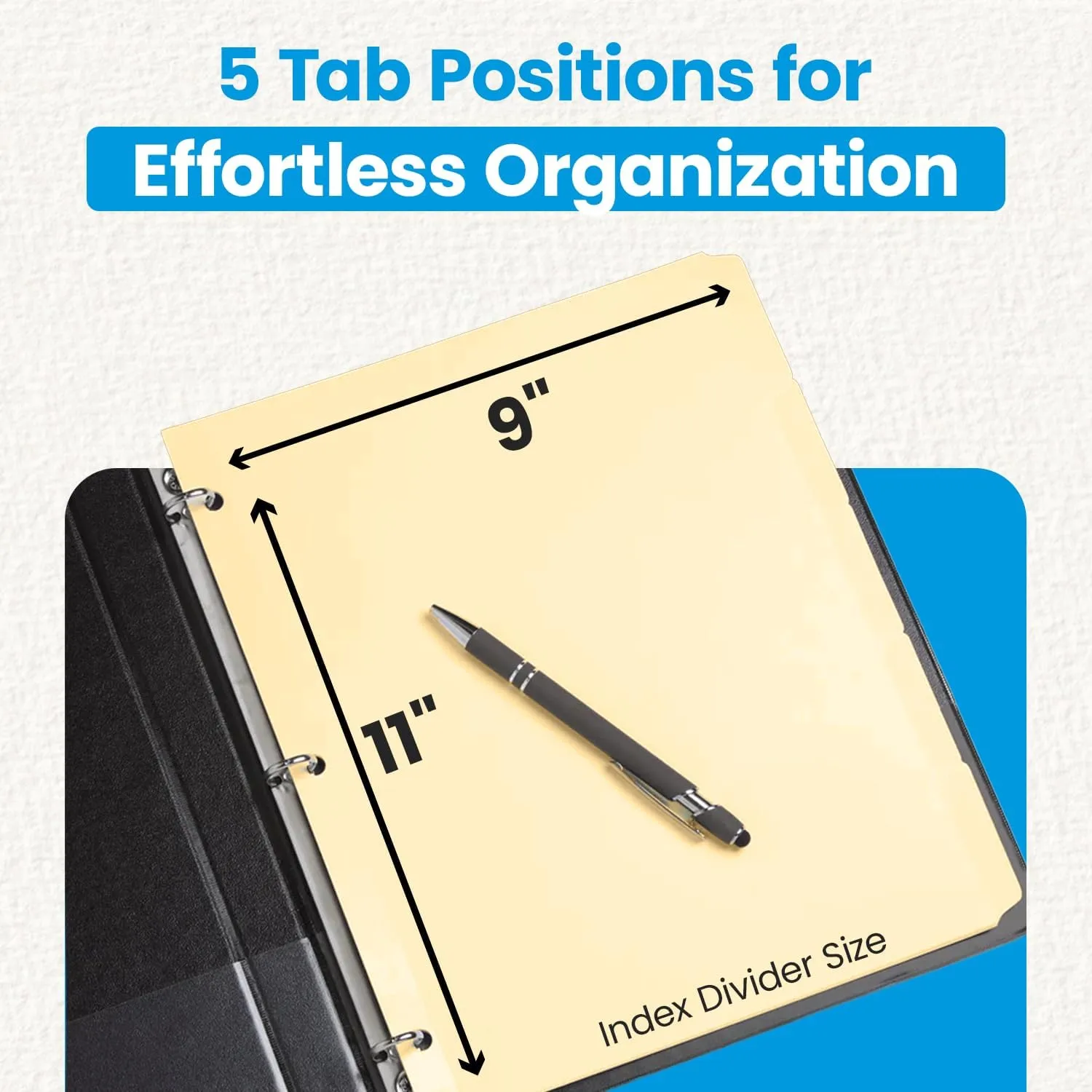 Oxford Manila Index Dividers - Durable 3 Ring Binder Dividers with 5 Tabs 1/5 Cut - Made from 10% Recycled Fiber - Ideal for Organizing Office, School, and Home Documents - Letter Size - 250 Count