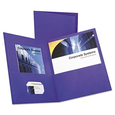 Oxford Twin-Pocket Folder, Embossed Leatherette, Purple, 25/Box