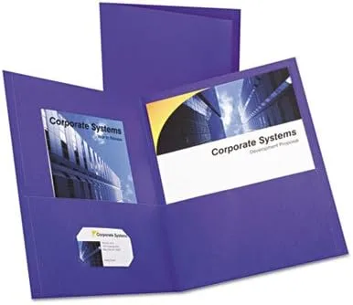 Oxford Twin-Pocket Folder, Embossed Leatherette, Purple, 25/Box