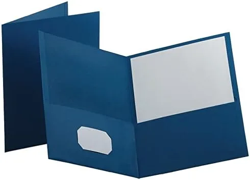 Oxford Twin-Pocket Portfolios, Dark Blue, Pack Of 10