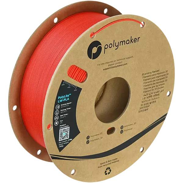    PolyLite LW-PLA(1.75mm, 800g) Bright Red