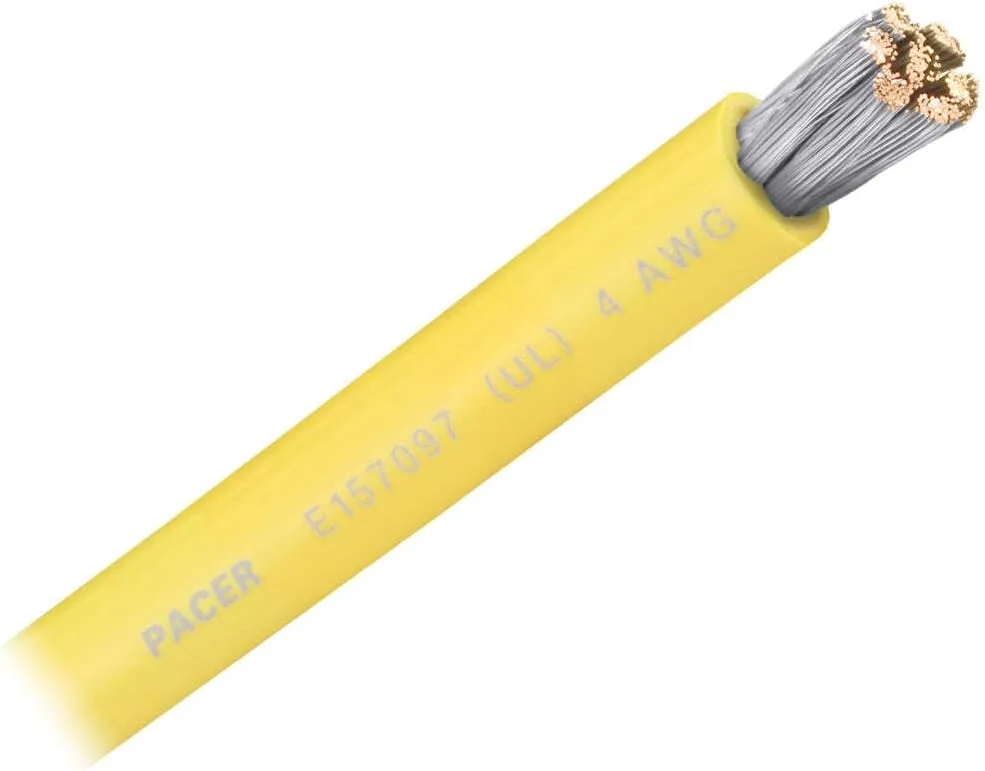 Pacer Yellow 1/0 AWG Battery Cable - 25'