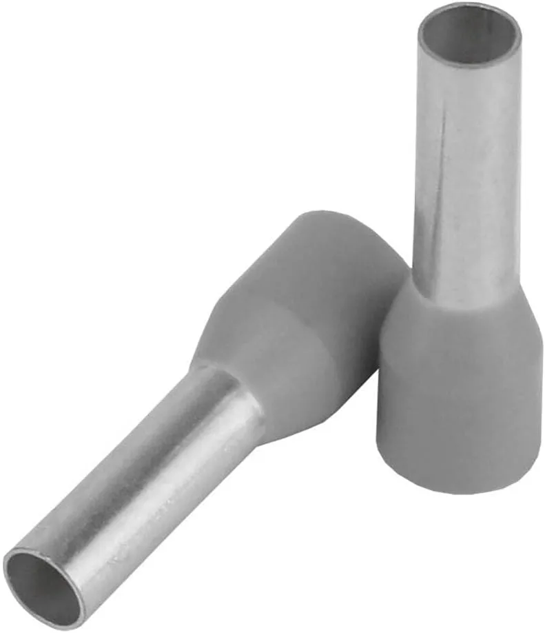 Pacer Grey 12 AWG Wire Ferrule - 10mm Length - 25 Pack