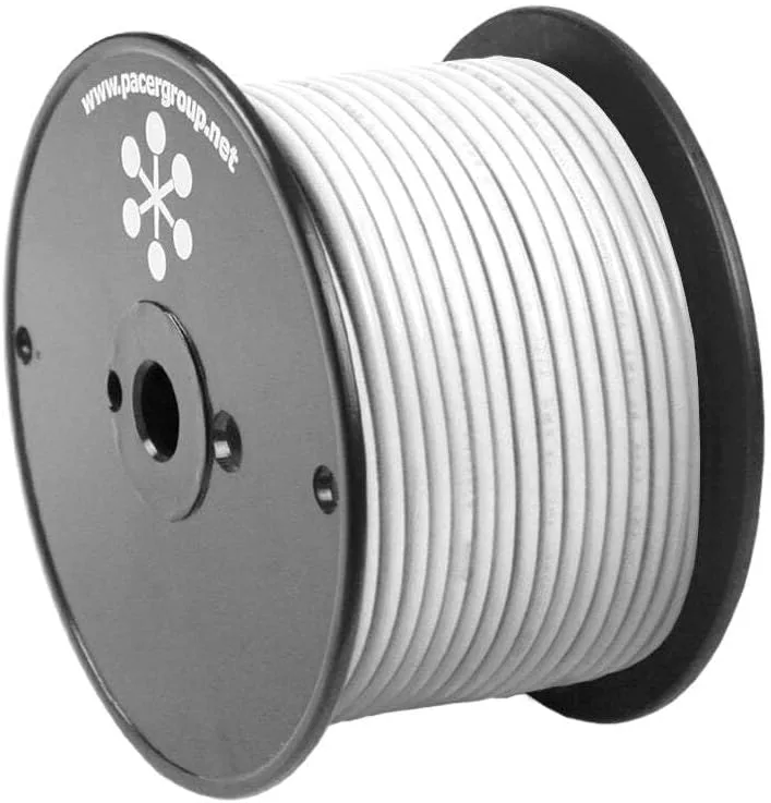 Pacer White 8 AWG Primary Wire - 100'