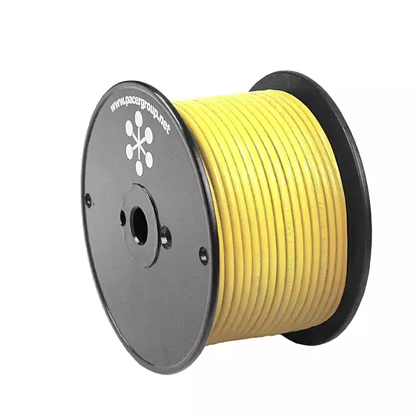 Pacer Yellow 16 AWG Primary Wire - 100' (Marine, Tinned Copper, PVC Insulation)
