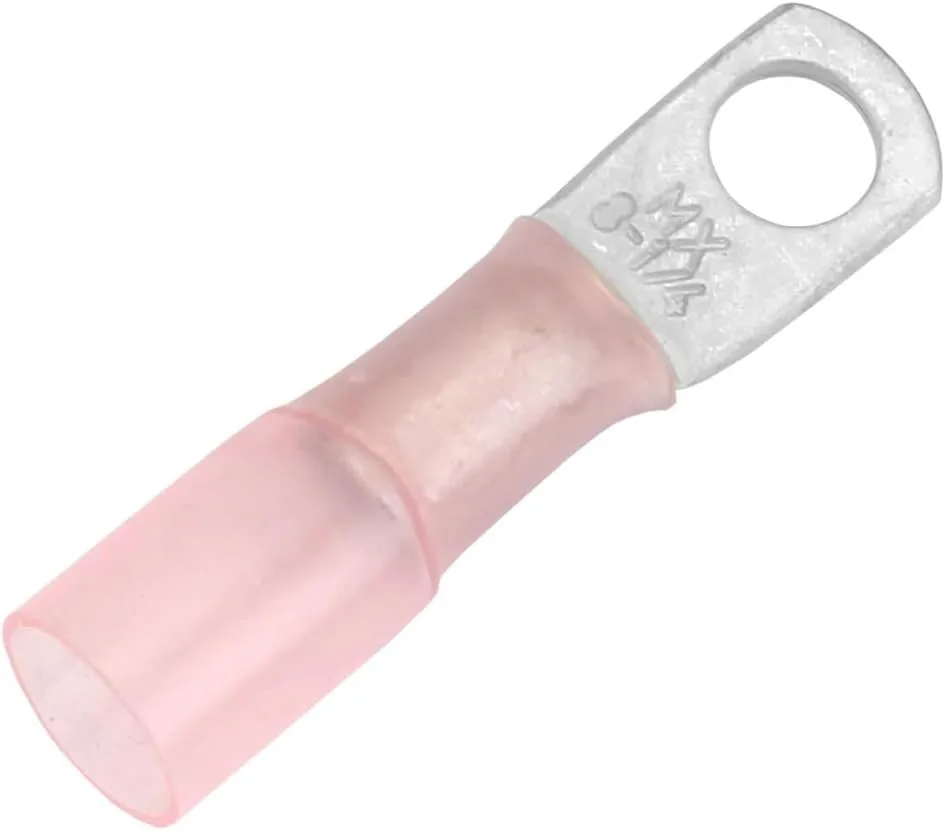 Pacer 8 AWG Heat Shrink Ring Terminal - 1/4" Stud Size - 25 Pack