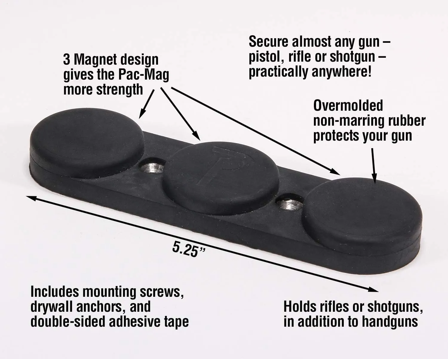 Pachmayr 03190 Pac-Mag Gun Storage Magnet, Matte Black
