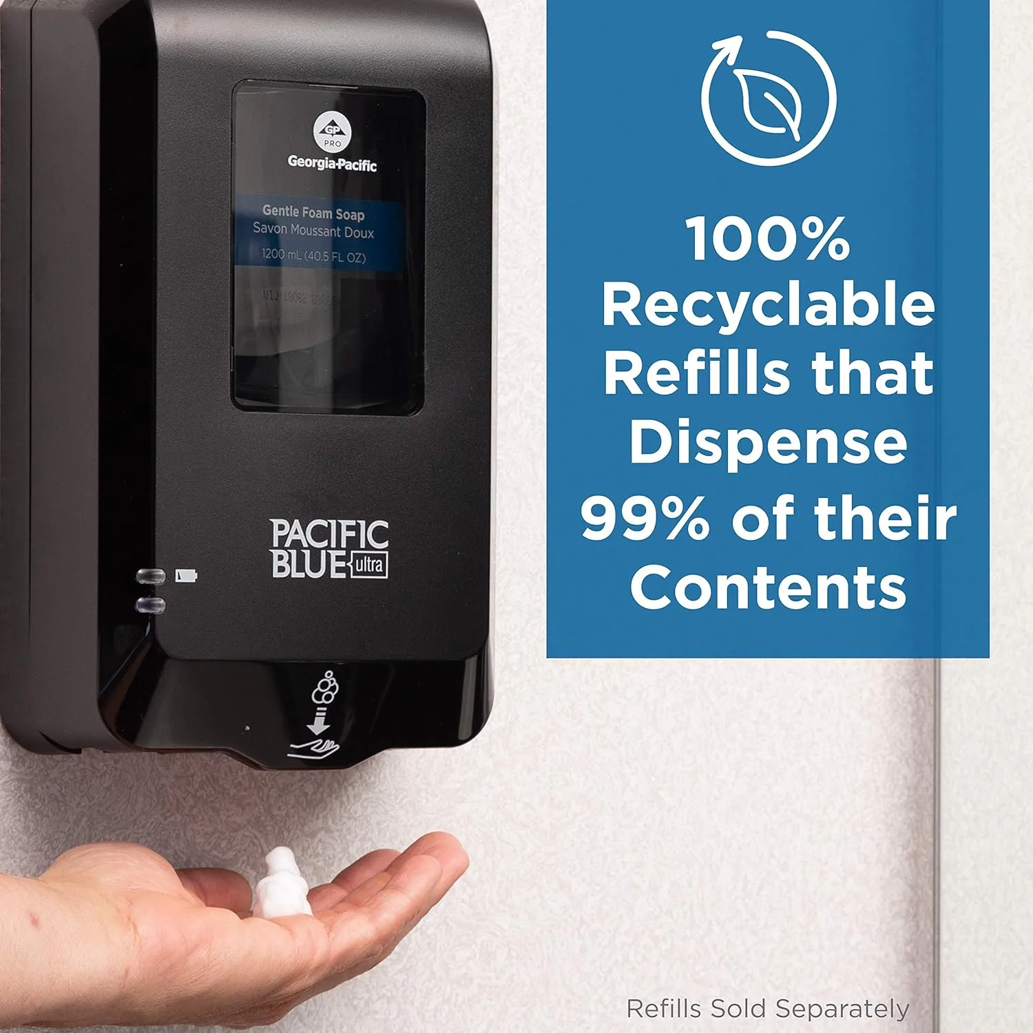 Pacific Blue Ultra Gentle Foam Hand Soap Refill (43716) — Fragrance-Free, 3-Pack