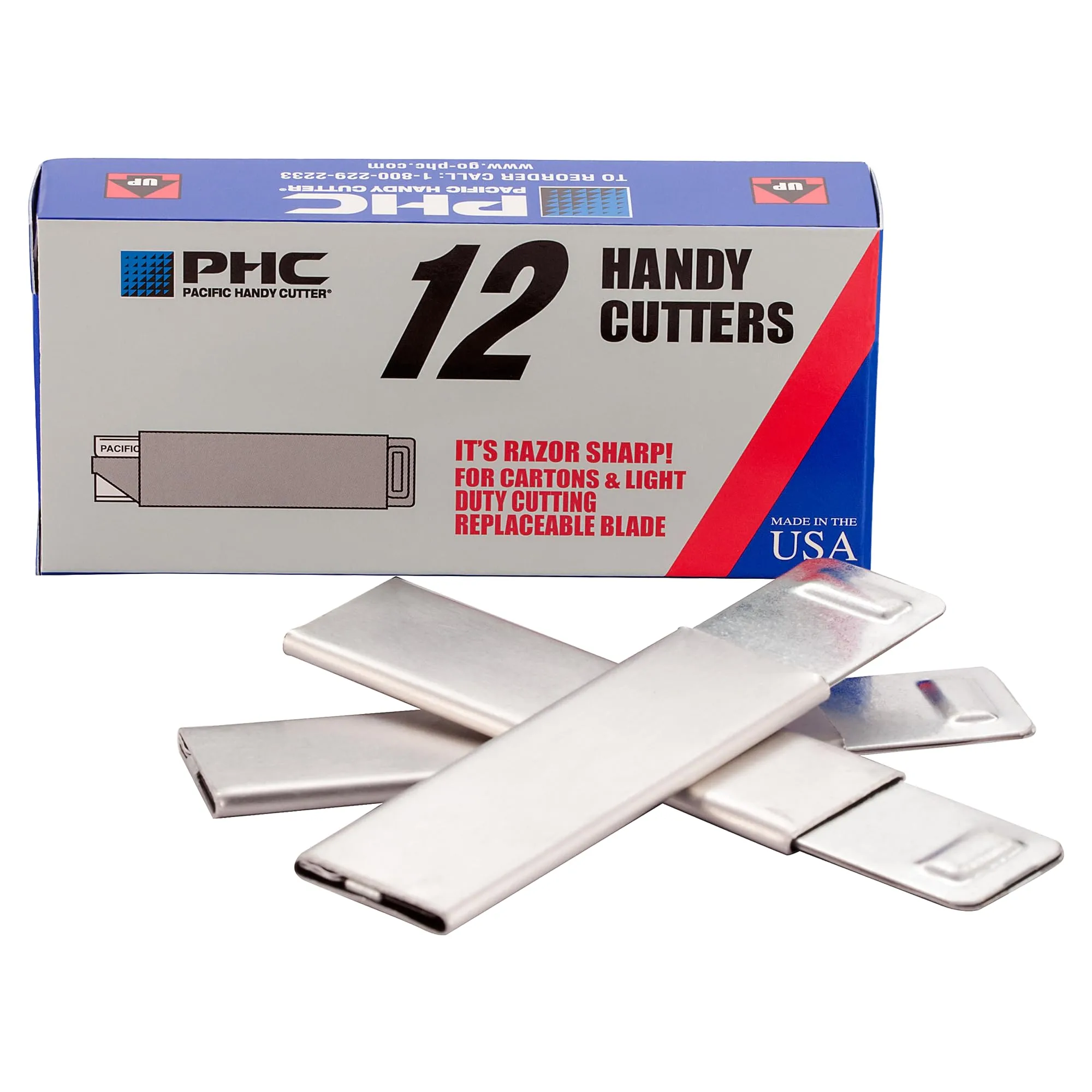 Pacific Handy Cutter Inc. HC100 Handy Box Cutter, Tap Open/Tap Close, 12 per Box, Assorted