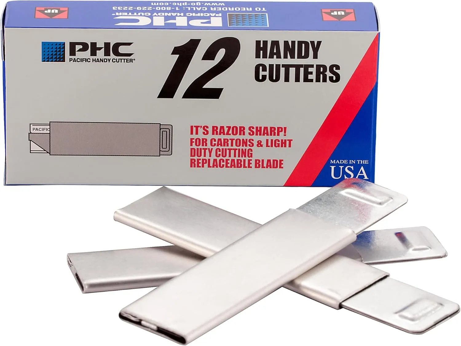 Pacific Handy Cutter Inc. HC100 Handy Box Cutter, Tap Open/Tap Close, 12 per Box, Assorted