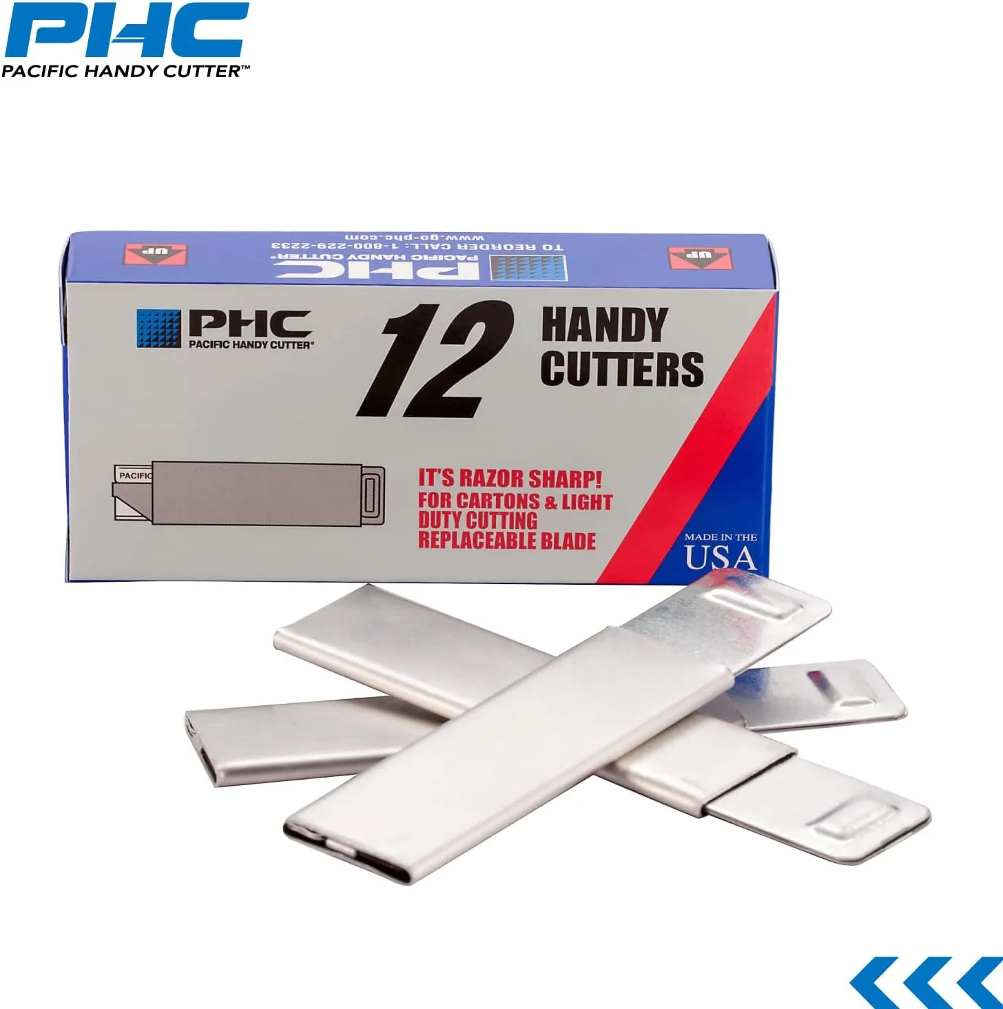 Pacific Handy Cutter Inc. HC100 Handy Box Cutter, Tap Open/Tap Close, 12 per Box, Assorted