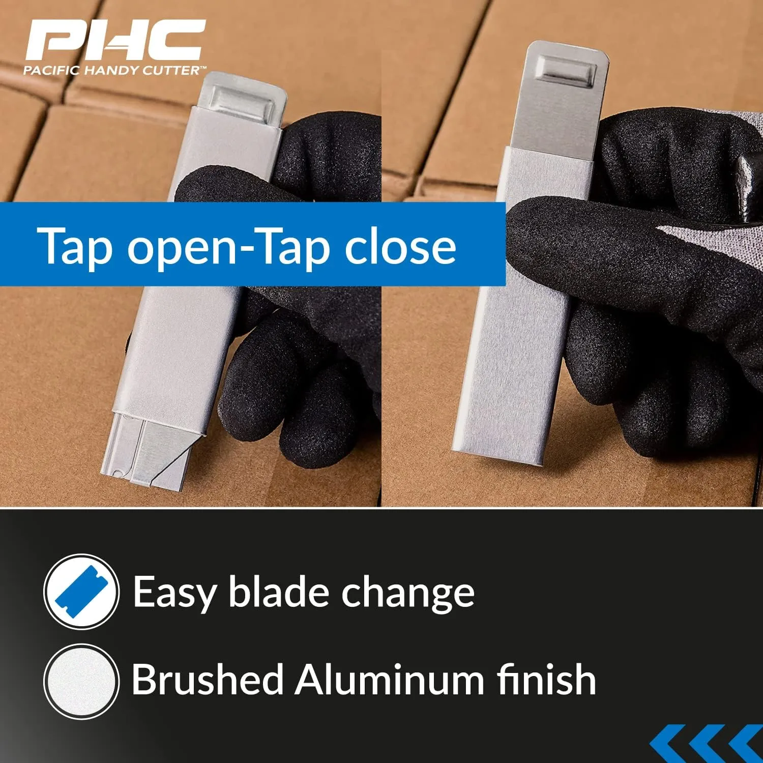 Pacific Handy Cutter Inc. HC100 Handy Box Cutter, Tap Open/Tap Close, 12 per Box, Assorted
