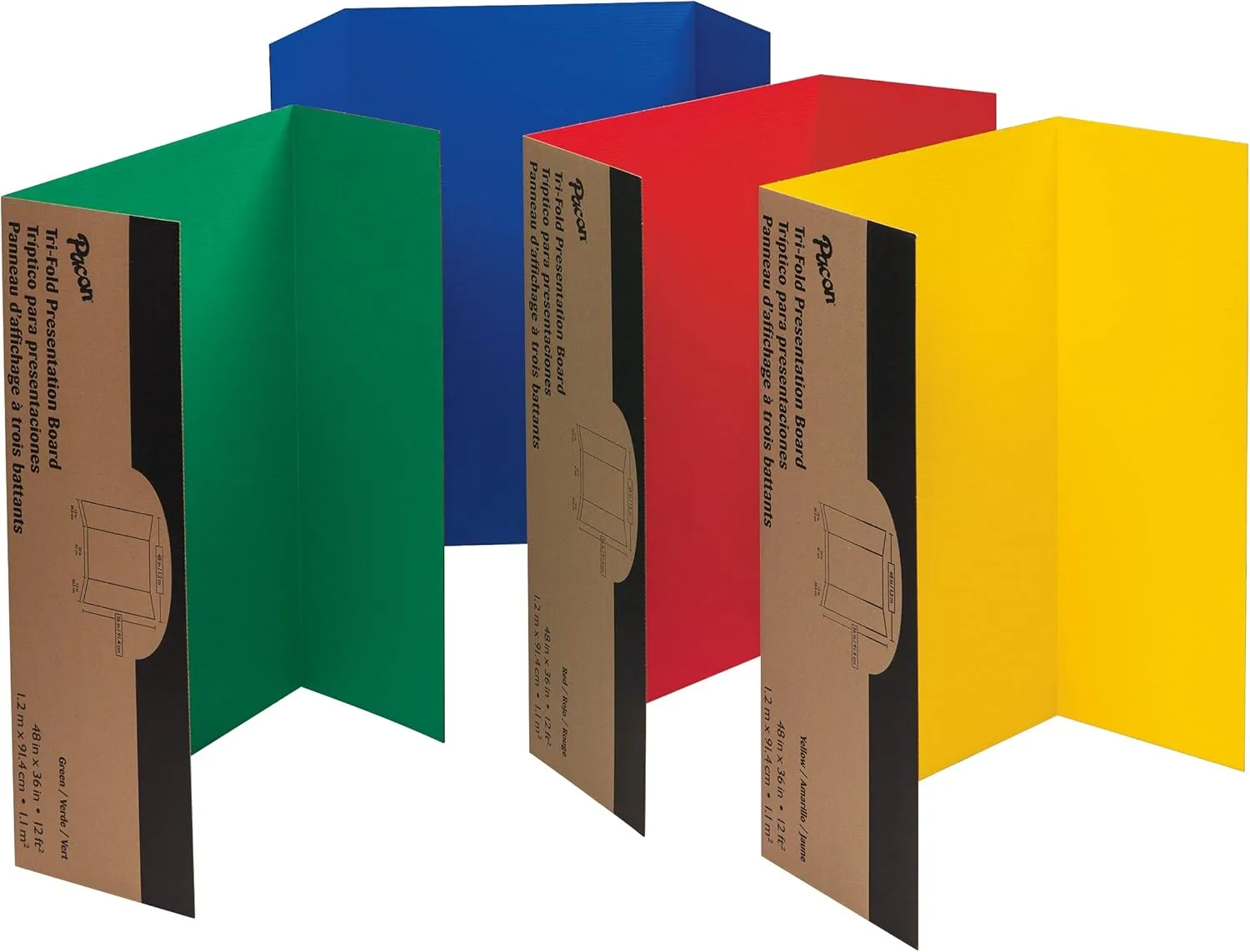 Pacon Corrugated Presentation Board, 48-Inch x 36-Inch, Assorted Colors, Pack of 4 (37654)