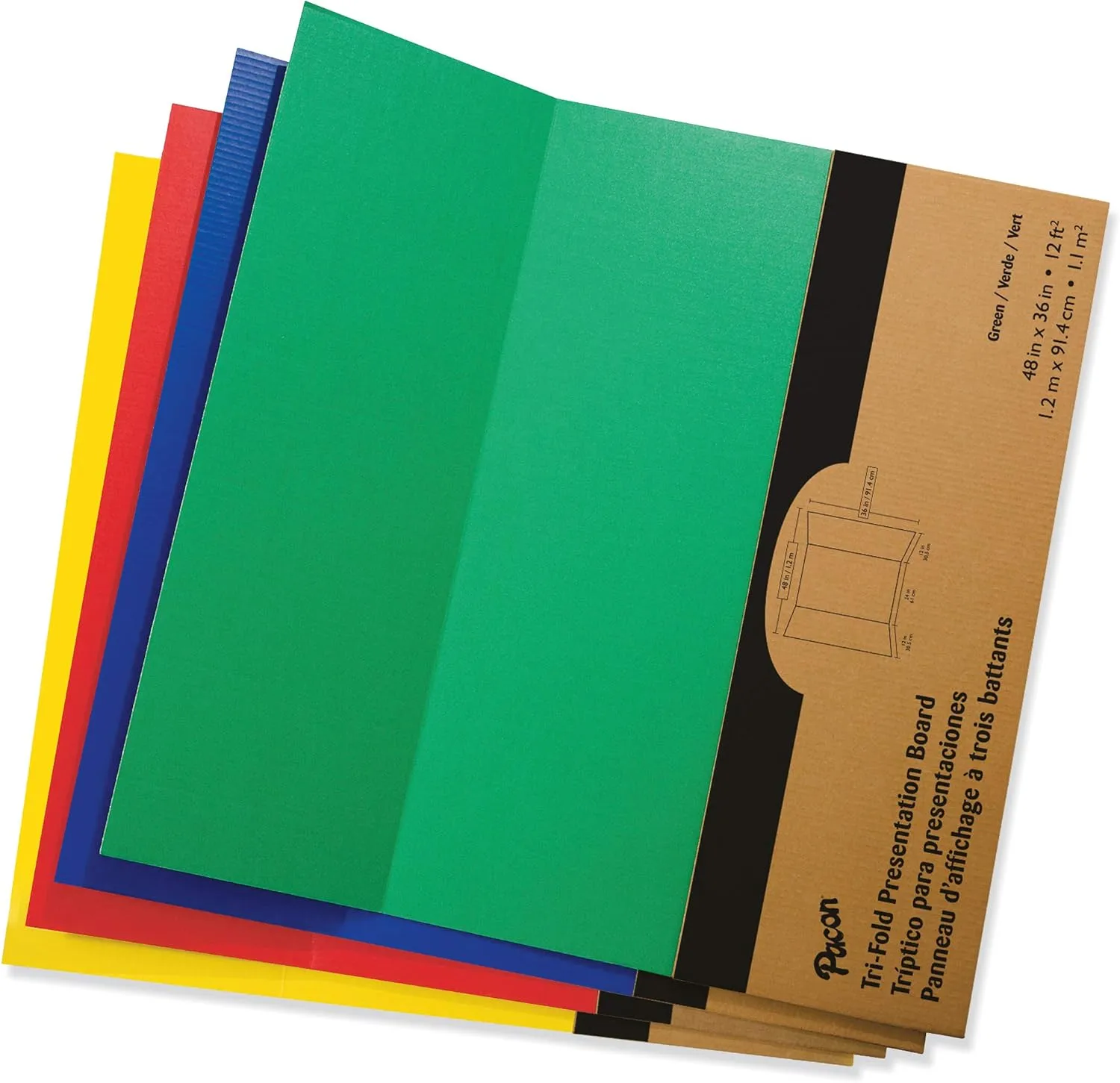 Pacon Corrugated Presentation Board, 48-Inch x 36-Inch, Assorted Colors, Pack of 4 (37654)