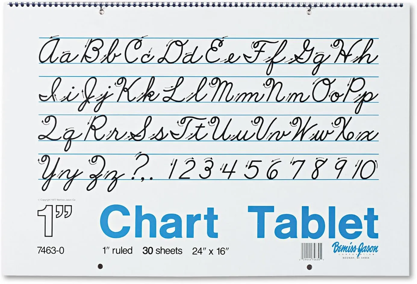 Pacon Ruled Chart Tablet - 30 Sheets - Spiral Bound - 1in Ruled - 24in x 16in - White - Stiff Cover - 74630