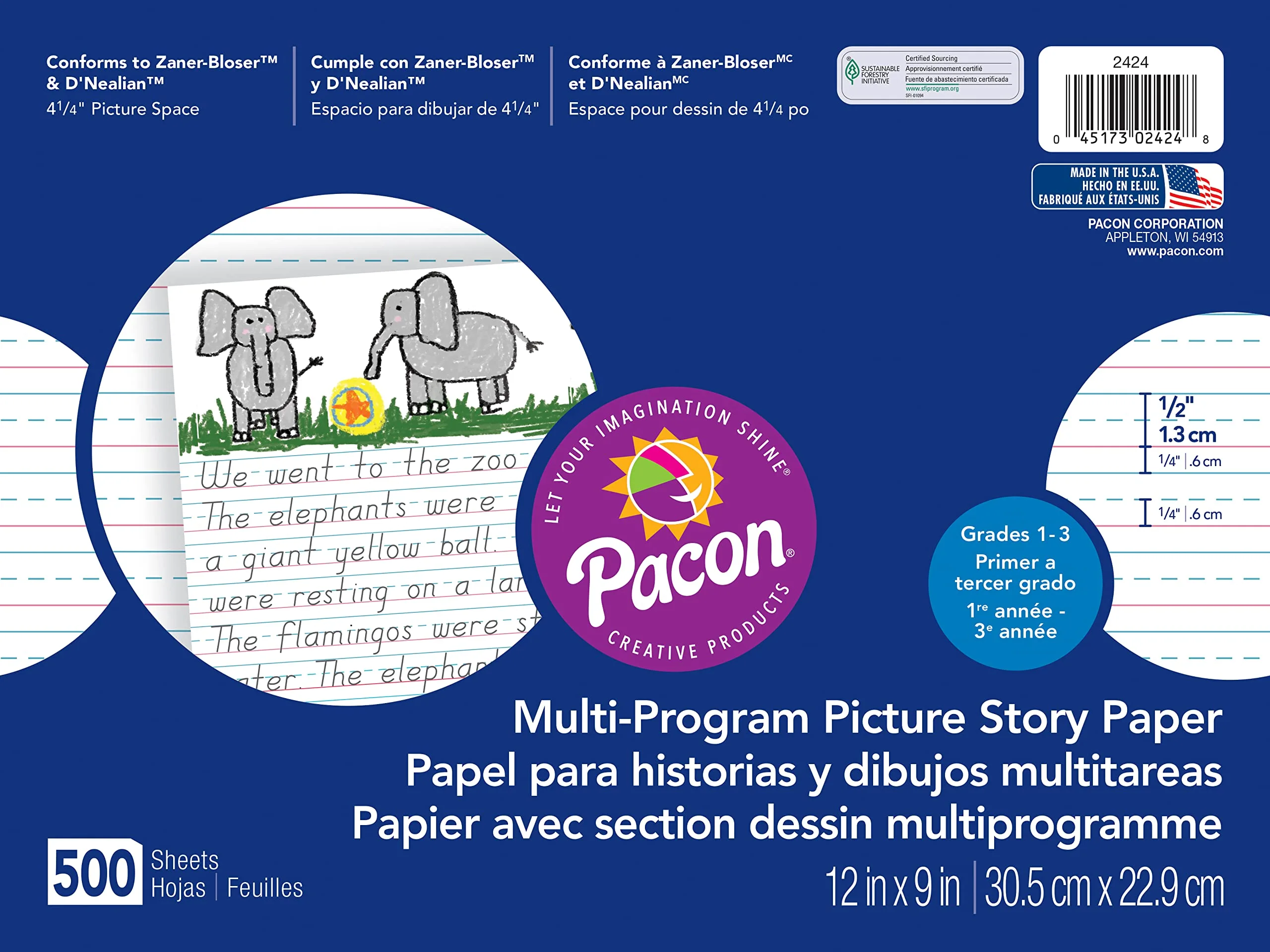 PACON Multi-Program Picture Story Paper, 12 x 9, 500 Sheets