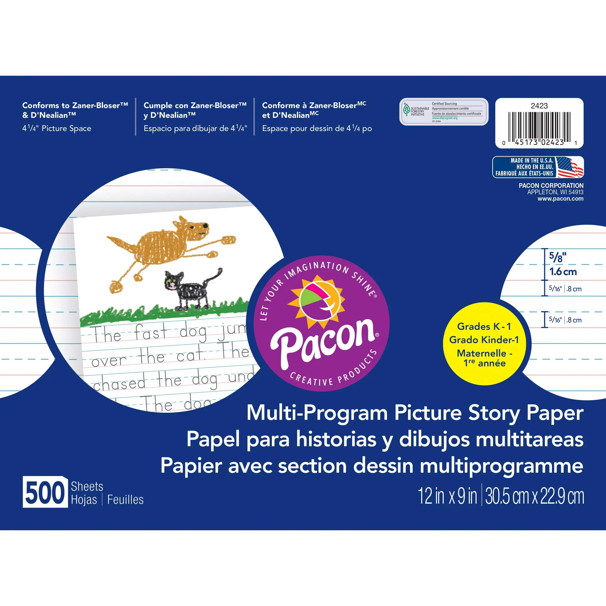 PACON Multi-Program Picture Story Paper, 12 x 9, 500 Sheets