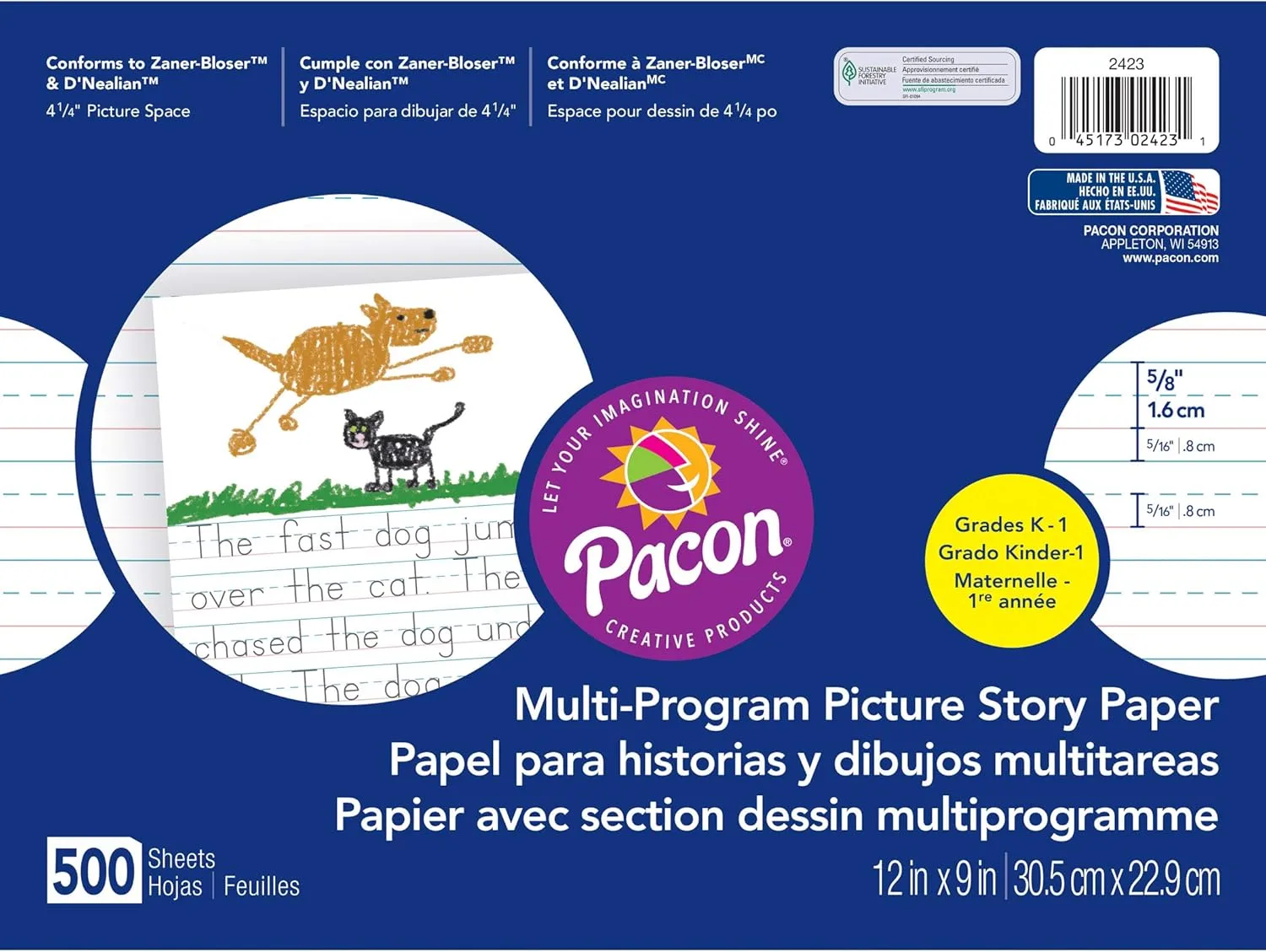 PACON Multi-Program Picture Story Paper, 12 x 9, 500 Sheets