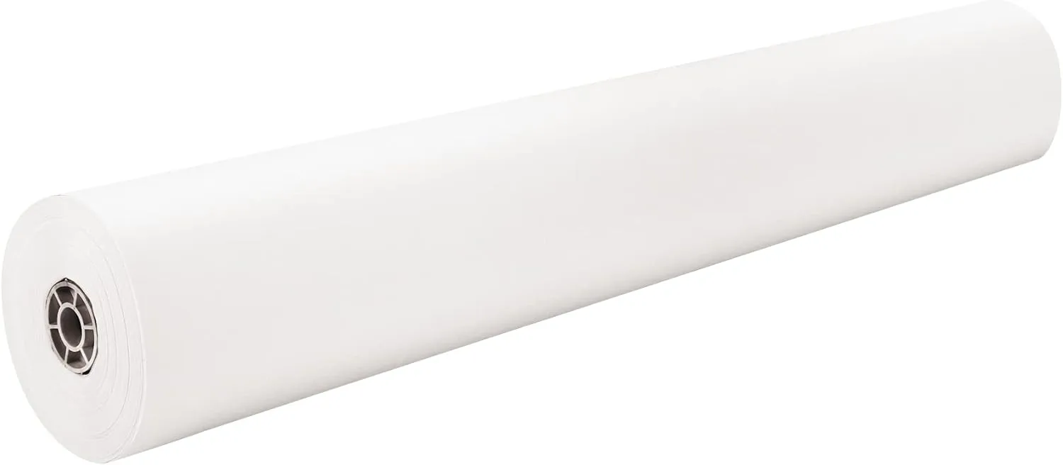 Pacon Rainbow Lightweight Duo-Finish Kraft Paper Roll, 3-Feet by 1000-Feet, White (63000)