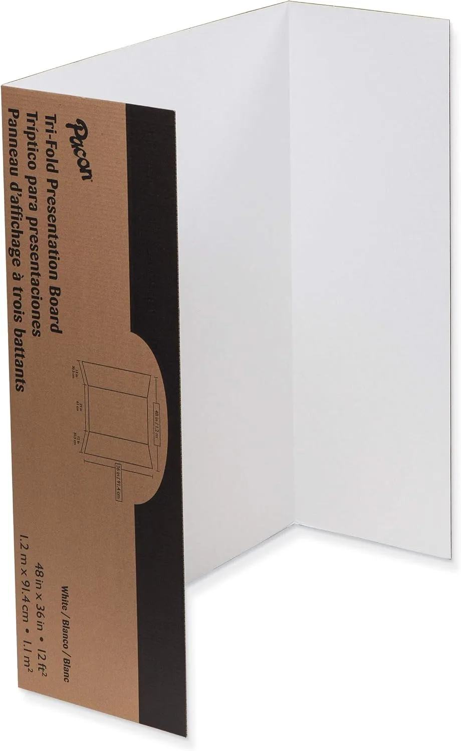 Pacon® 80% Recycled Single-Walled Tri-Fold Presentation Boards, 48" x 36", White, Carton Of 24