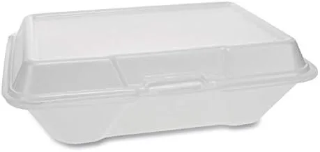 Evergreen Foam Hinged Lid Container, Single Tab Lock #205 Utility, 9.19 x 6.5 x 2.75, White, 150/Carton