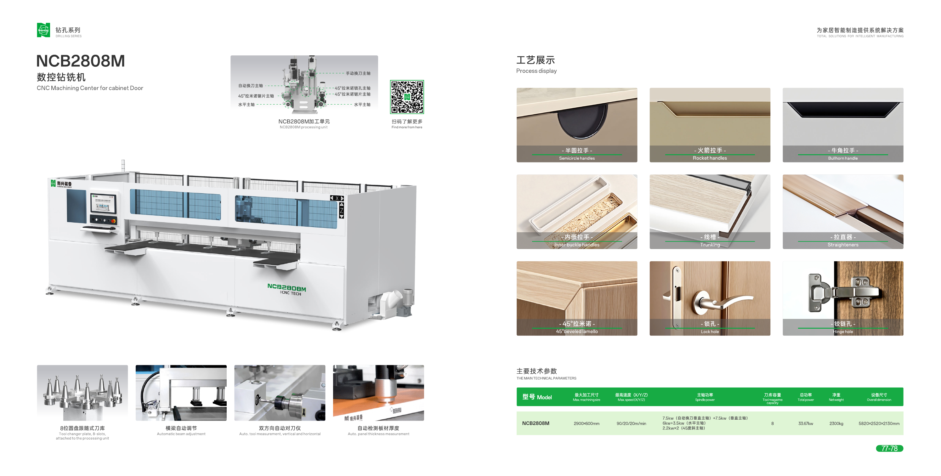 Nanxing CNC Machining Center for Cabinet Door NCB2808M