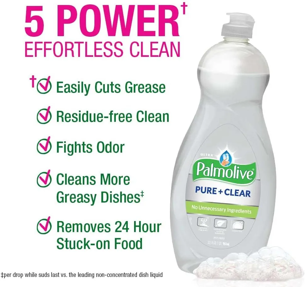 Palmolive Ultra Liquid Dish Soap, Pure and Clear, 32.5 Fl Oz