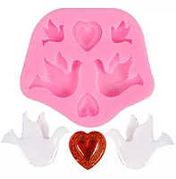 Molde de silicon Aves/Corazon 6 en 1 8x7cm 1 pza INV