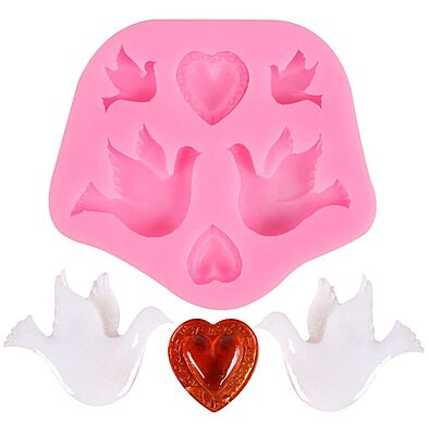Molde de silicon Aves/Corazon 6 en 1 8x7cm 1 pza INV