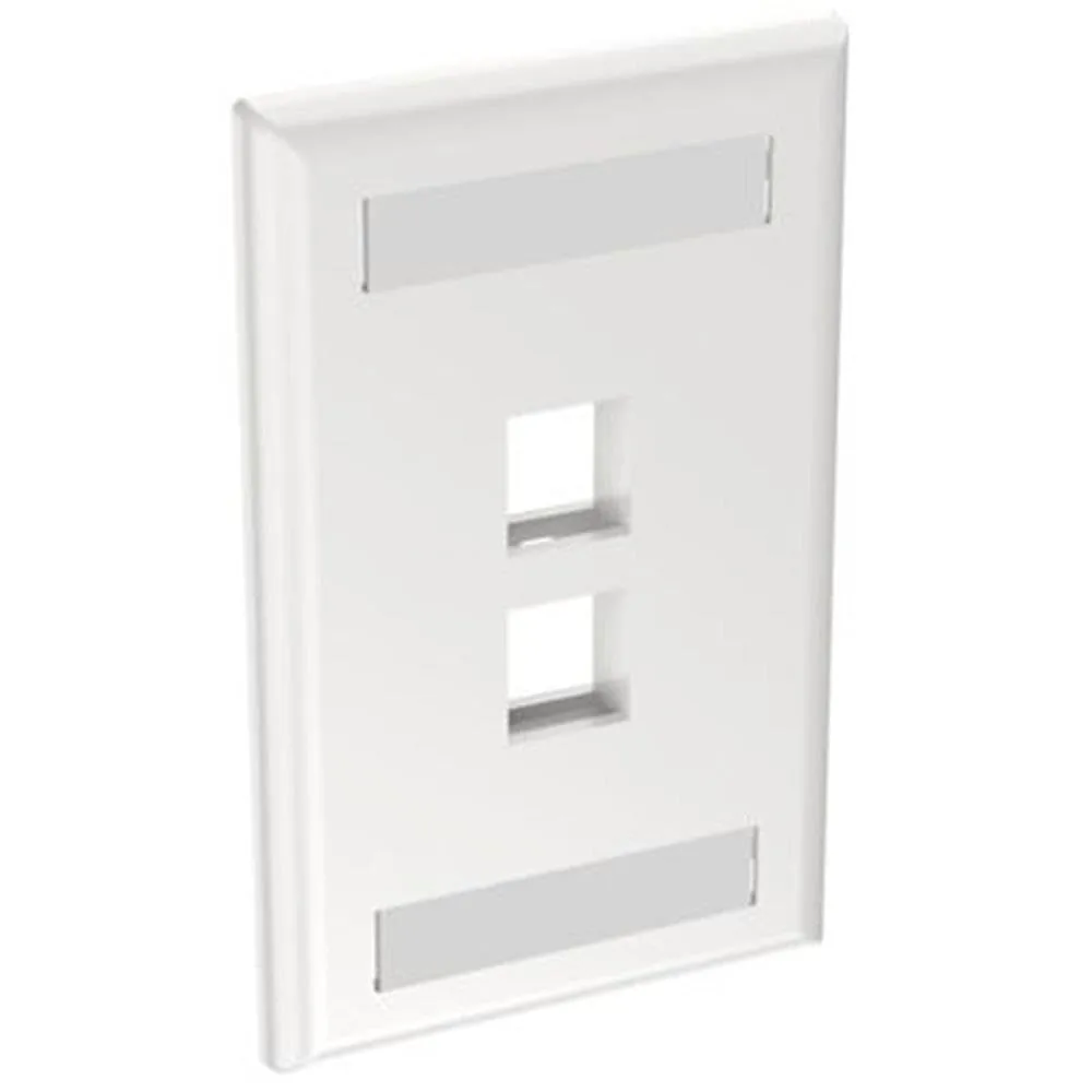 Panduit NK2FWHY 1-Gang 2-Port Faceplate with Label, White