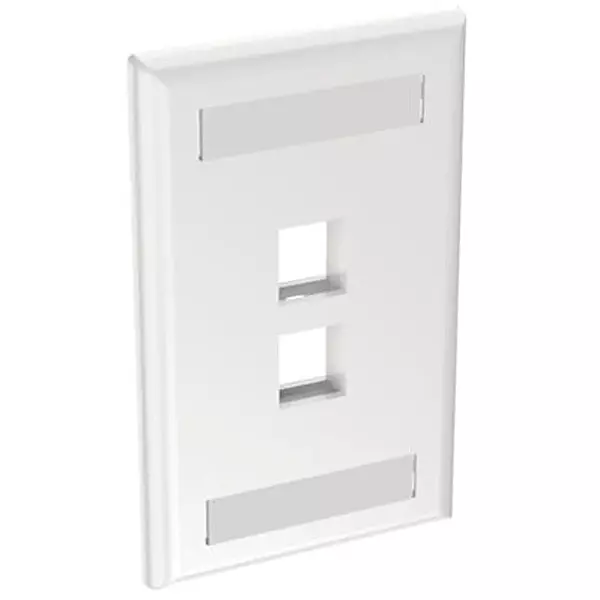 Panduit NK2FWHY 1-Gang 2-Port Faceplate with Label, White