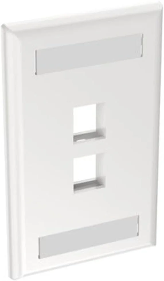Panduit NK2FWHY 1-Gang 2-Port Faceplate with Label, White