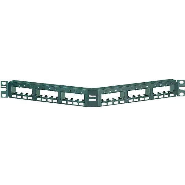 Panduit CPPA24FMWBLY Angled 24-Port Flush-Mount Patch Panel, Black 1 RU Black