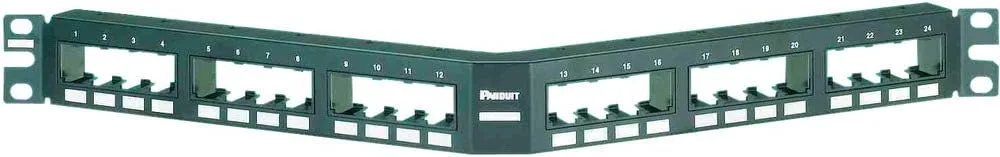 Panduit CPPA24FMWBLY Angled 24-Port Flush-Mount Patch Panel, Black 1 RU Black