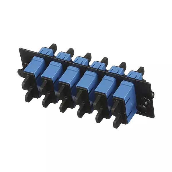 Panduit FAP6WBUDSCZ Single-Mode 6-Port Fiber Adapter Panel with Zirconia Ceramic Split Sleeve, Blue