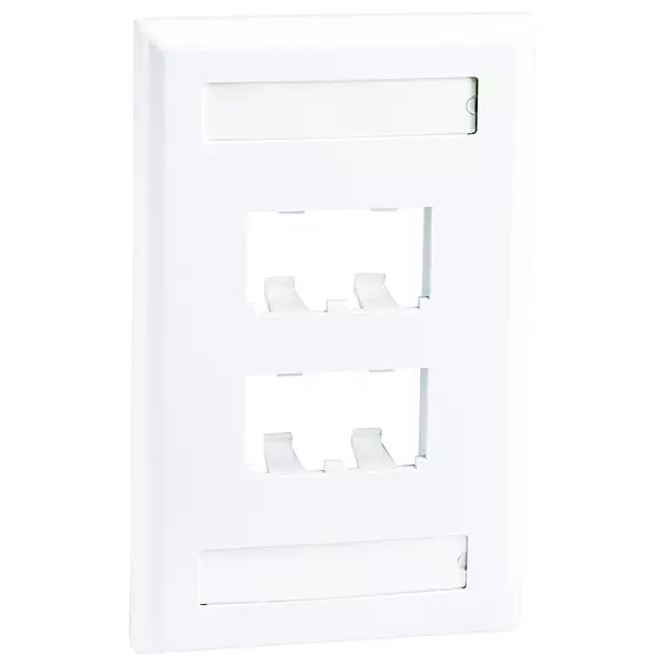 Panduit CFPL4WHY 4-Port Mini-Com Single-Gang Faceplate with Labels, Classic Series, White