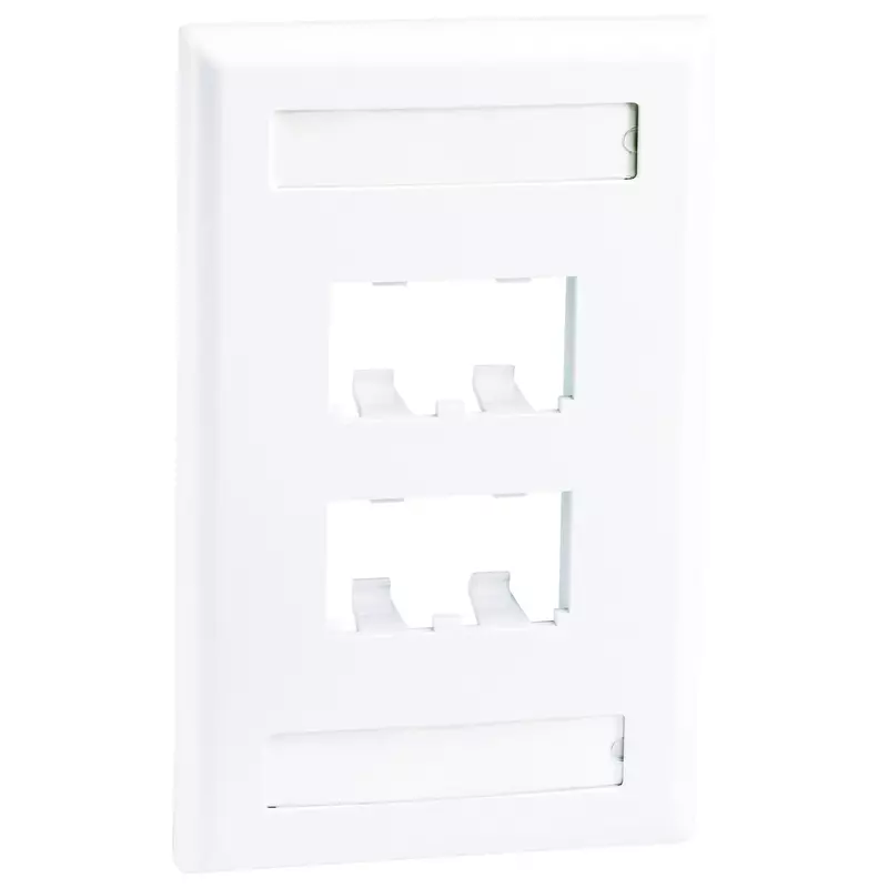 Panduit CFPL4WHY 4-Port Mini-Com Single-Gang Faceplate with Labels, Classic Series, White