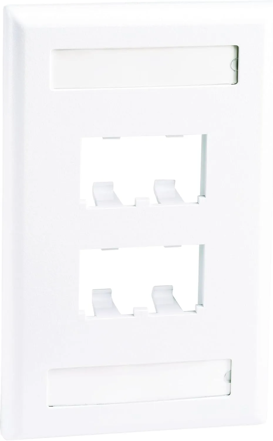 Panduit CFPL4WHY 4-Port Mini-Com Single-Gang Faceplate with Labels, Classic Series, White