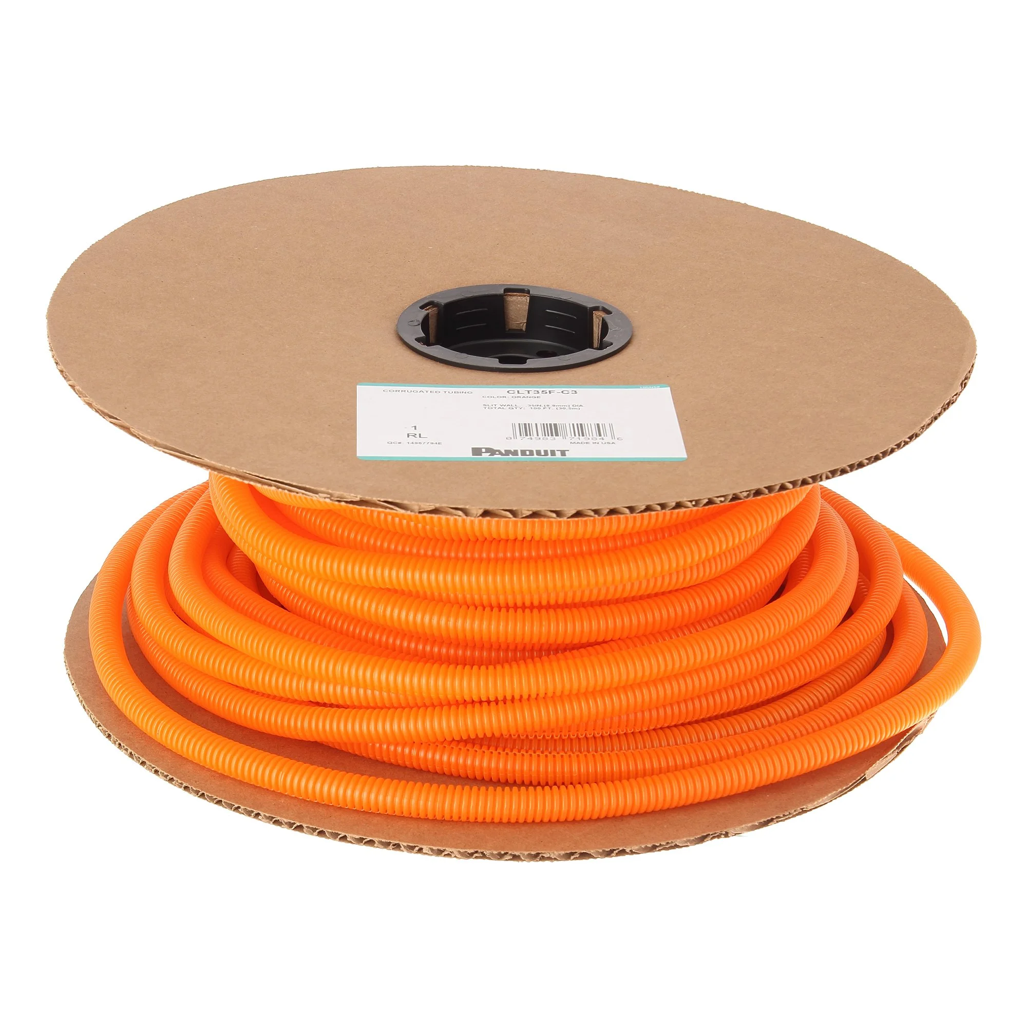 Panduit CLT100F-C3 Slit Wall Corrugated Loom Tubing, Orange