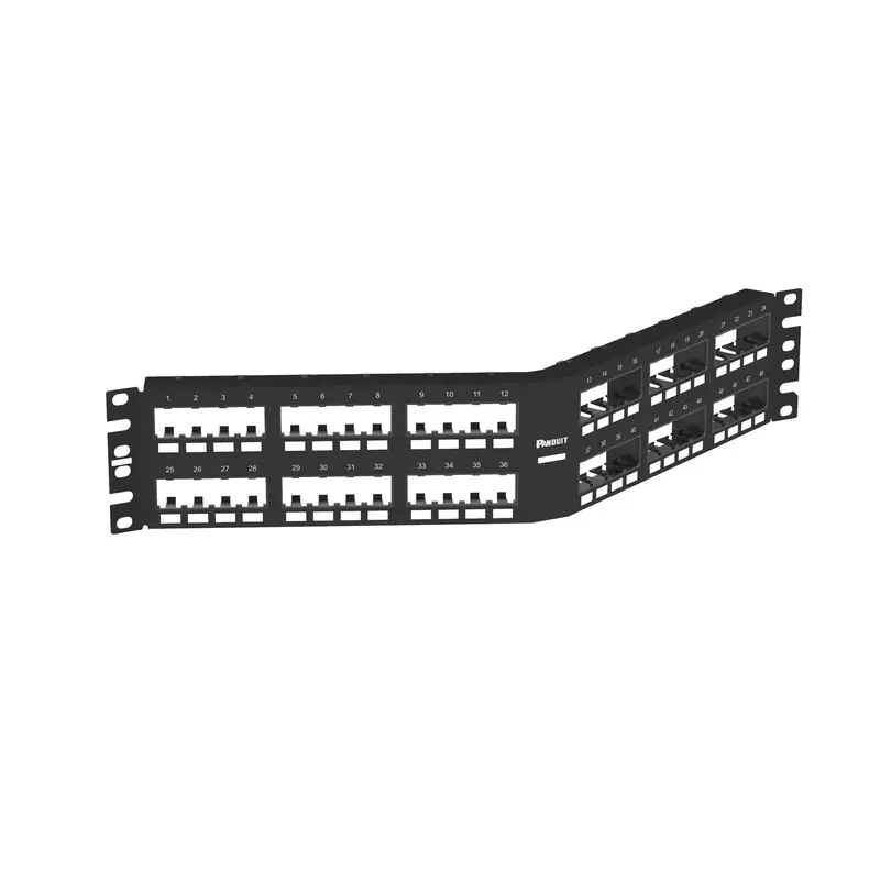 Panduit CPPA48FMWBLY Angled 48-Port Flush-Mount Patch Panel, Black