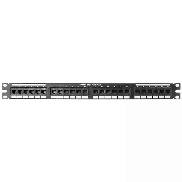 Panduit DP245E88TGY Category-5E 24-Port Flat Punchdown Patch Panel, Black