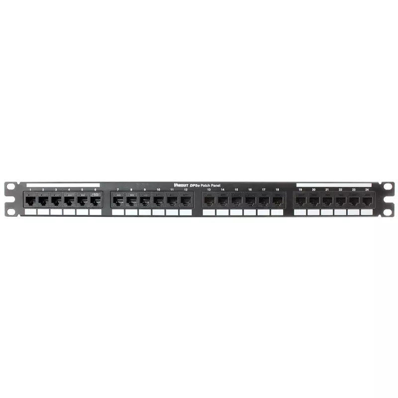 Panduit DP245E88TGY Category-5E 24-Port Flat Punchdown Patch Panel, Black
