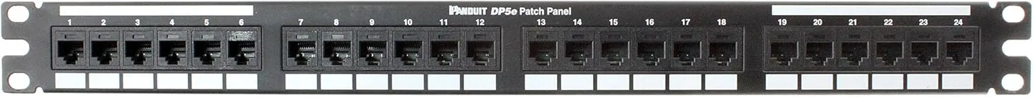 Panduit DP245E88TGY Category-5E 24-Port Flat Punchdown Patch Panel, Black