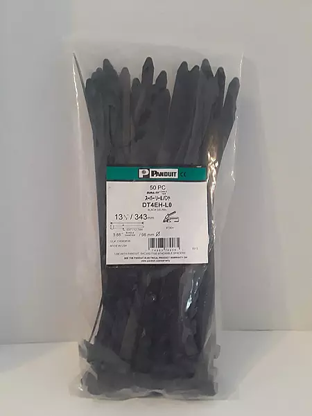 Panduit DT4EH-L0 Dura-Tycable Tie, Extra-Heavy, 13.5-Inch Length, Weather Resistant Acetal, Black (50-Pack)