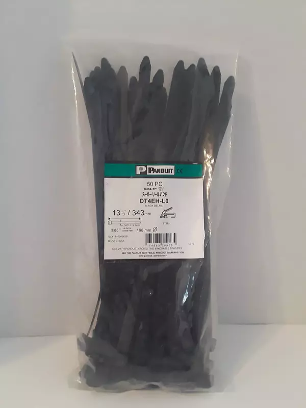 Panduit DT4EH-L0 Dura-Tycable Tie, Extra-Heavy, 13.5-Inch Length, Weather Resistant Acetal, Black (50-Pack)
