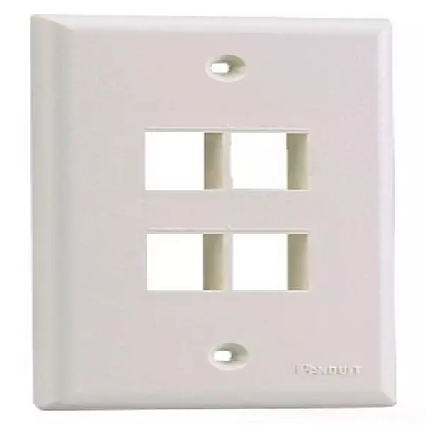 Panduit NK4FNWH 1-Gang 4-Port Faceplate, White