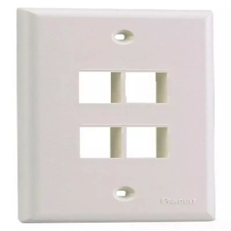Panduit NK4FNWH 1-Gang 4-Port Faceplate, White